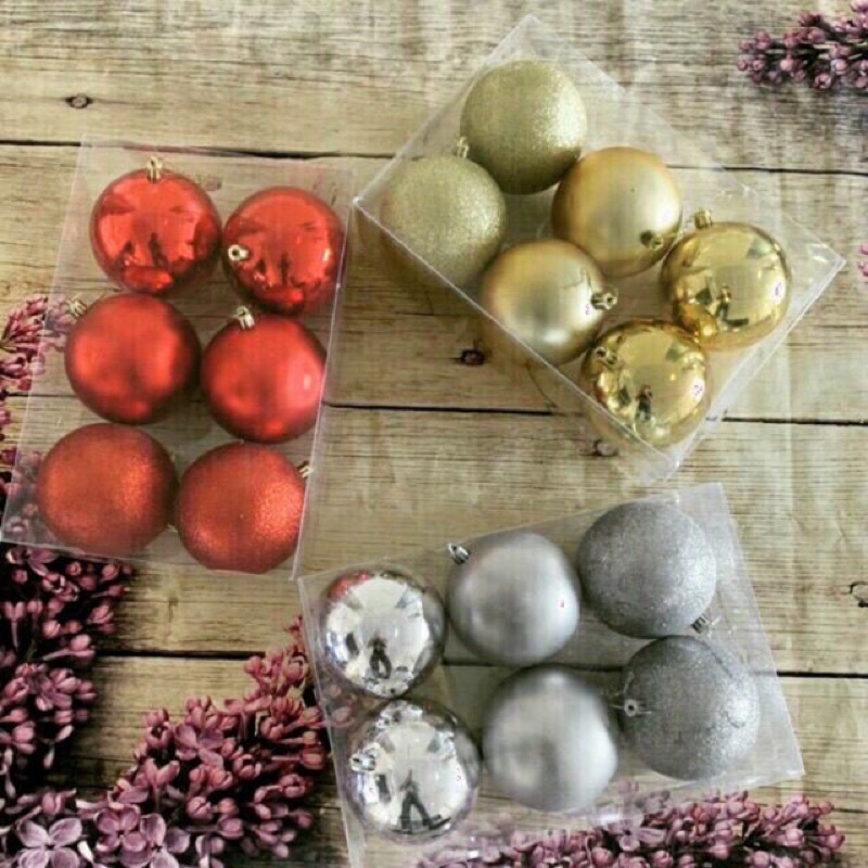 Sét 6 quả Châu trang trí cây thông Noel sezi 4,6,8,10