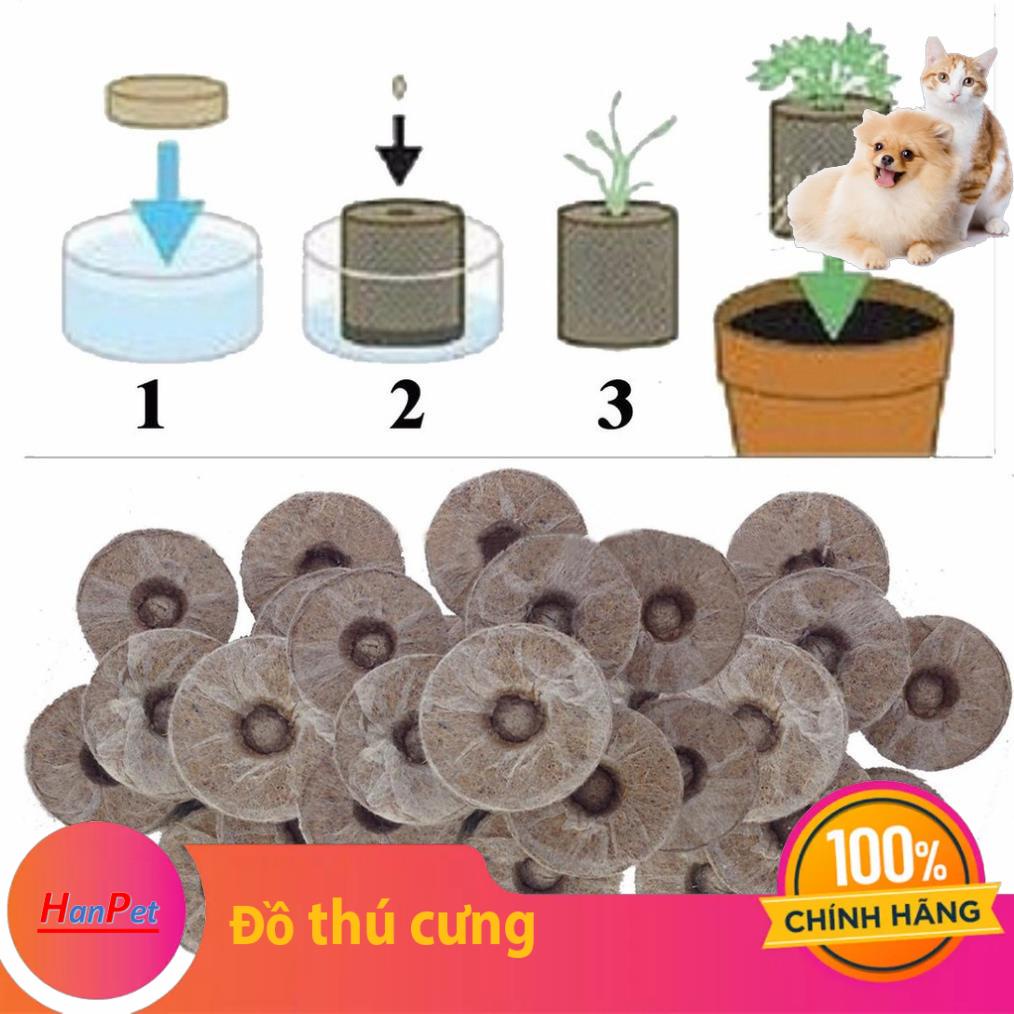 Hanpet.GV- Bộ 100 Viên ươm hạt giống dạng viên nén xơ dừa hàng Việt Nam