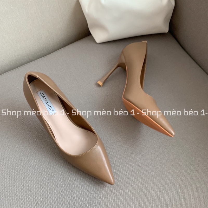 Giày cao gót da lì basic gót nhọn fullbox hàng quảng châu cao cấp