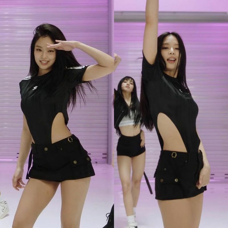 Set áo bodysuit và chân váy Shut Down dance practice giống Jennie BLACKPINK