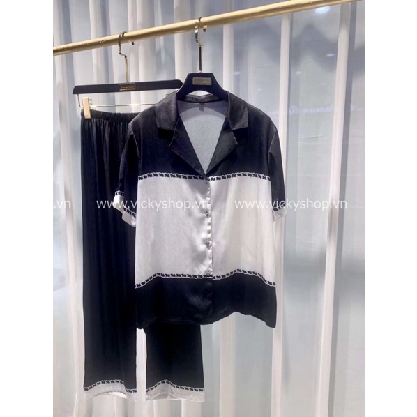 Bộ đồ ngủ pijama lụa xước QCCC, tay ngắn quần dài chất đẹp mềm mịn, mặc thoải mái.B328