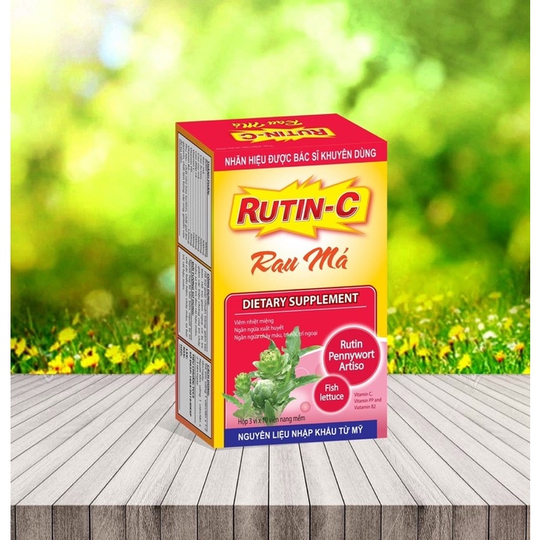 Viên uống RUTIN C RAU MÁ Atiso rau má Giúp giảm chảy máu chân răng nhiệt miệng hỗ trợ giảm nguy cơ bị trĩ táo bón