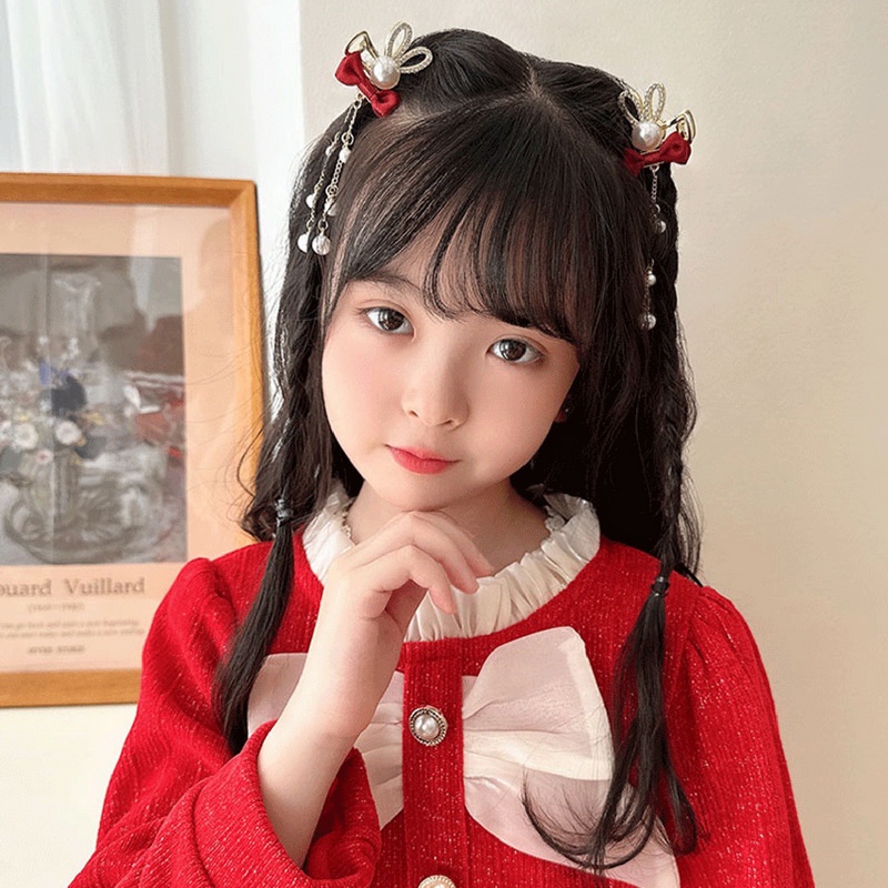 Kẹp Tóc Tua Rua Hình Tai Thỏ Đáng Yêu Cho Bé Gái