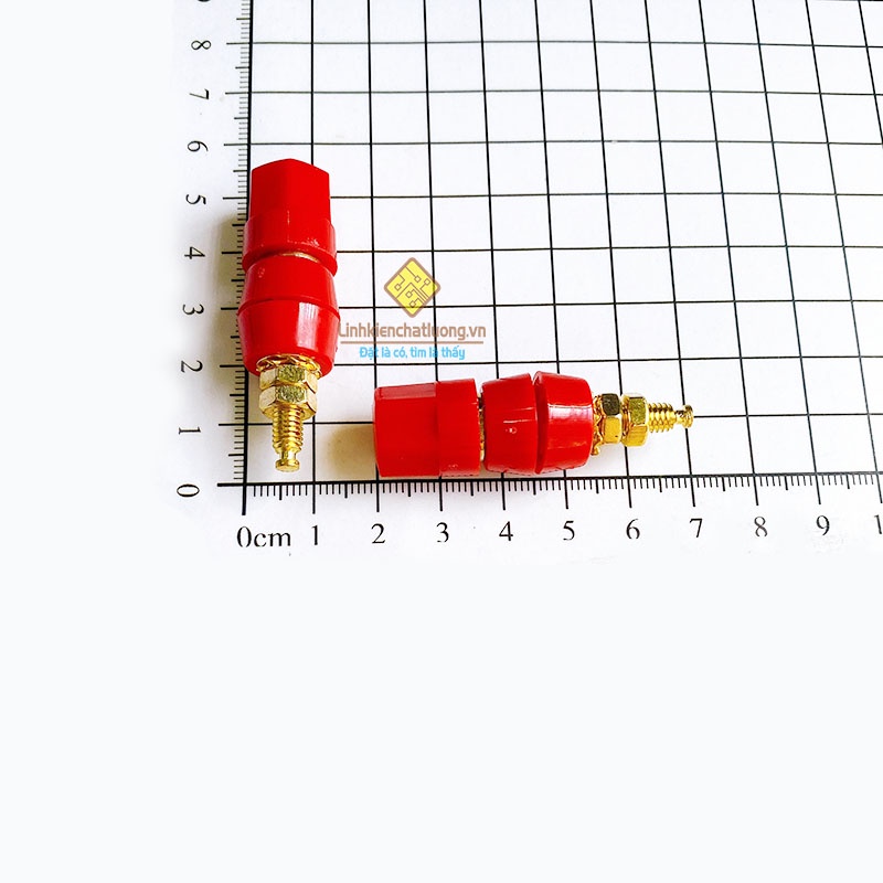 Combo 10 chiếc cọc đấu dây vít M4 chân dài mạ vàng (màu đỏ)