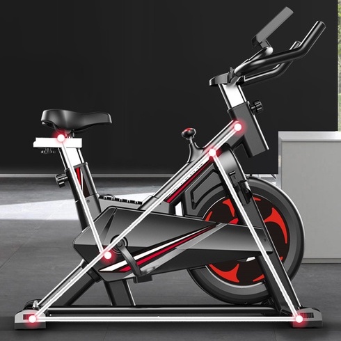 Xe đạp thể dục Spinning bánh đà kháng từ vận hành êm ái, Xe đạp tại nhà khung thép có đồng hồ cảm biến nhịp tim