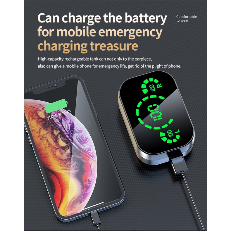 Tai Nghe Nhét Tai Bluetooth Không Dây TWS YD03 Màn Hình Kỹ Thuật Số Thông Minh Thoáng Khí Có Đèn