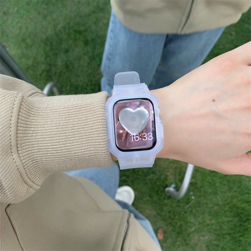 Dây Đeo Đồng Hồ Bằng Silicone Trong Suốt Kiểu Hàn Quốc Cho iwatch 8 7 6 SE 5 4 3 2 41MM 40mm 44mm 45MM 38mm 42MM