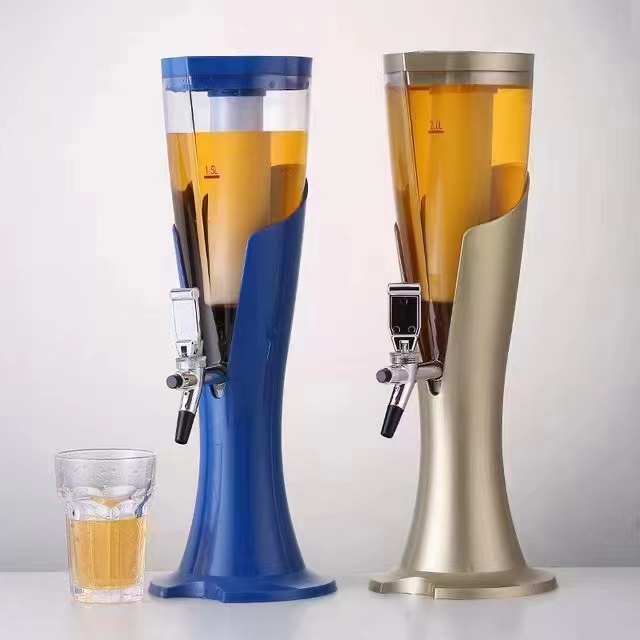 Tháp bia 3 lít HC Beer Tower Có Lõi đá giữ lạnh Đèn led 7 màu Vòi rót xoay 360 độ Thân và chân đế có thể tách rời