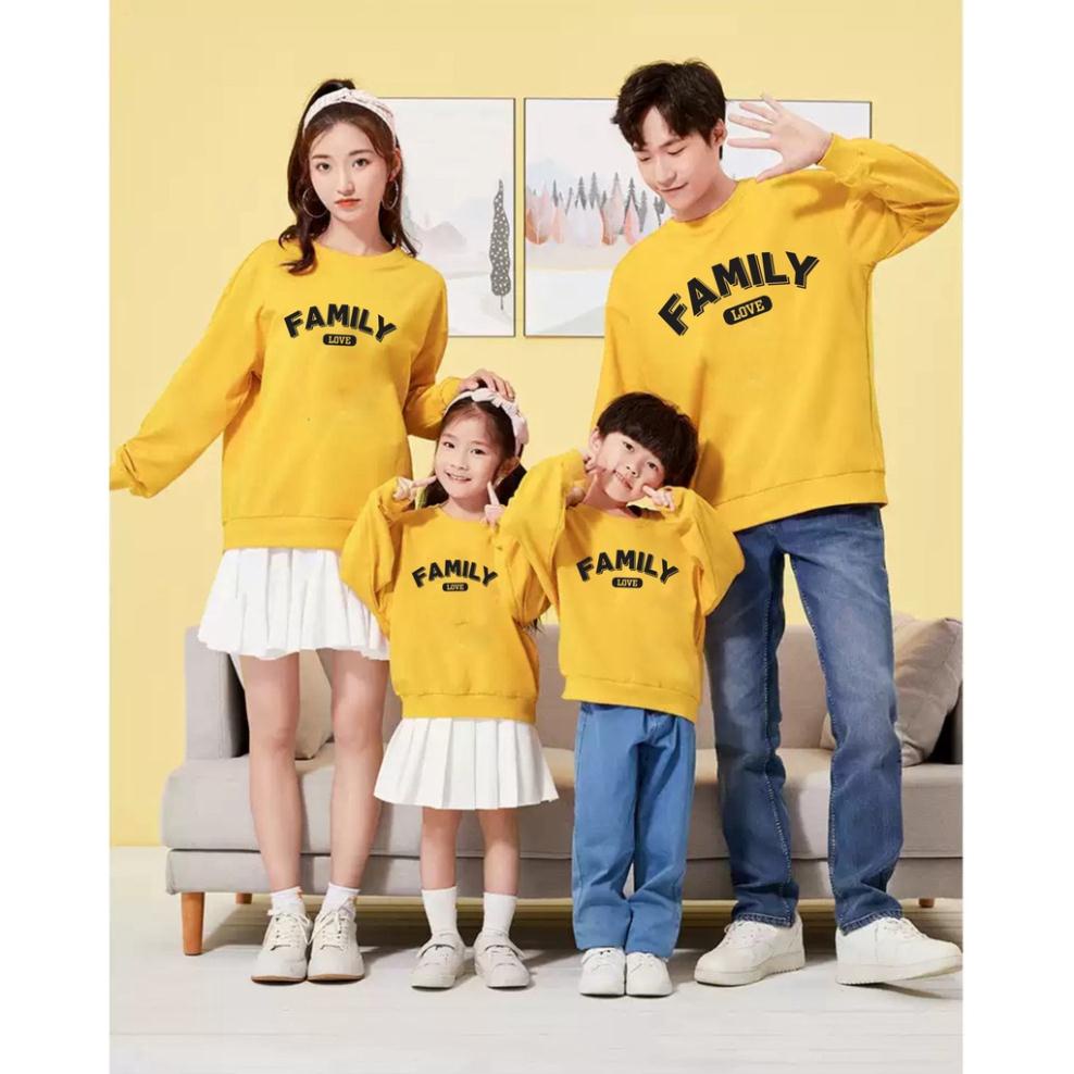 Áo hoodie thu đông gia đình Familylove - Áo khoác họa tiết đơn giãn đáng yêu chất liệu nỉ da cá cao cấp