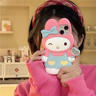 Ốp Điện Thoại silicone Mềm Kèm Gương Hình Sanrio Dễ Thương Cho iPhone 14 13 12 11 Pro Max XS XR X XSMAX
