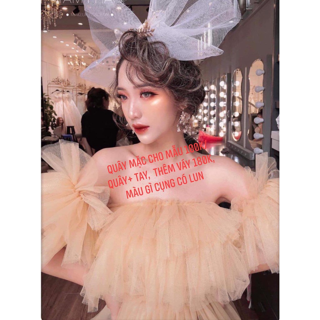 Quây voan ren lưới tutu chụp ảnh mẫu make up, beauty, váy concept