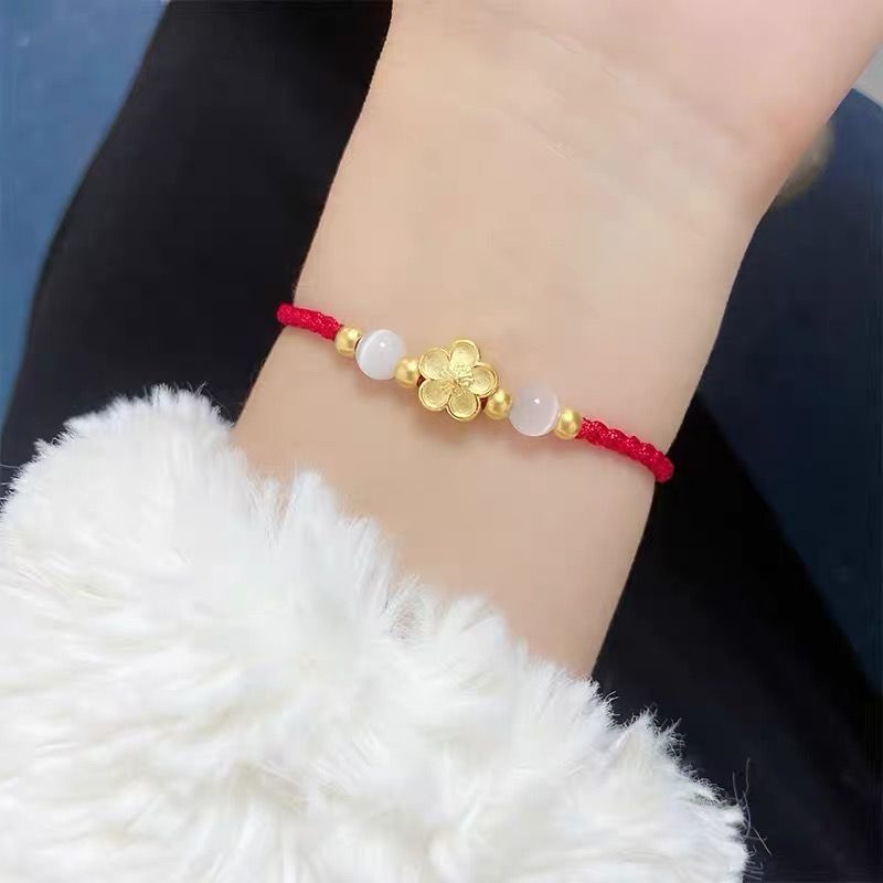 Benming Vòng Đeo Tay Dạng Chuỗi Hạt Bện Màu Vàng Đào / Hoa Anh Đào / Hoa Anh Đào Làm Quà Tặng Bạn Gái / Bạn Gái / Bạn Gái