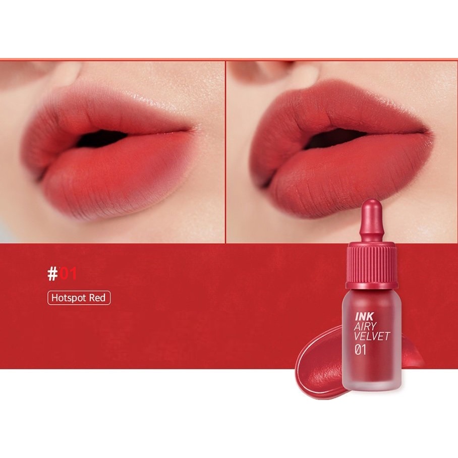 Son Kem Lì Peripera Ink Airy Velvet Lip Tint Màu 01 Hotspot Red (Đỏ hồng)