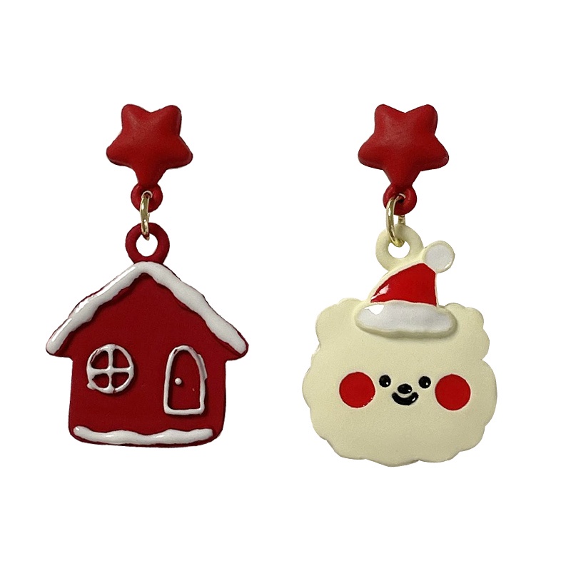 Bông Tai Mạ Bạc 925 Hình Giáng Sinh