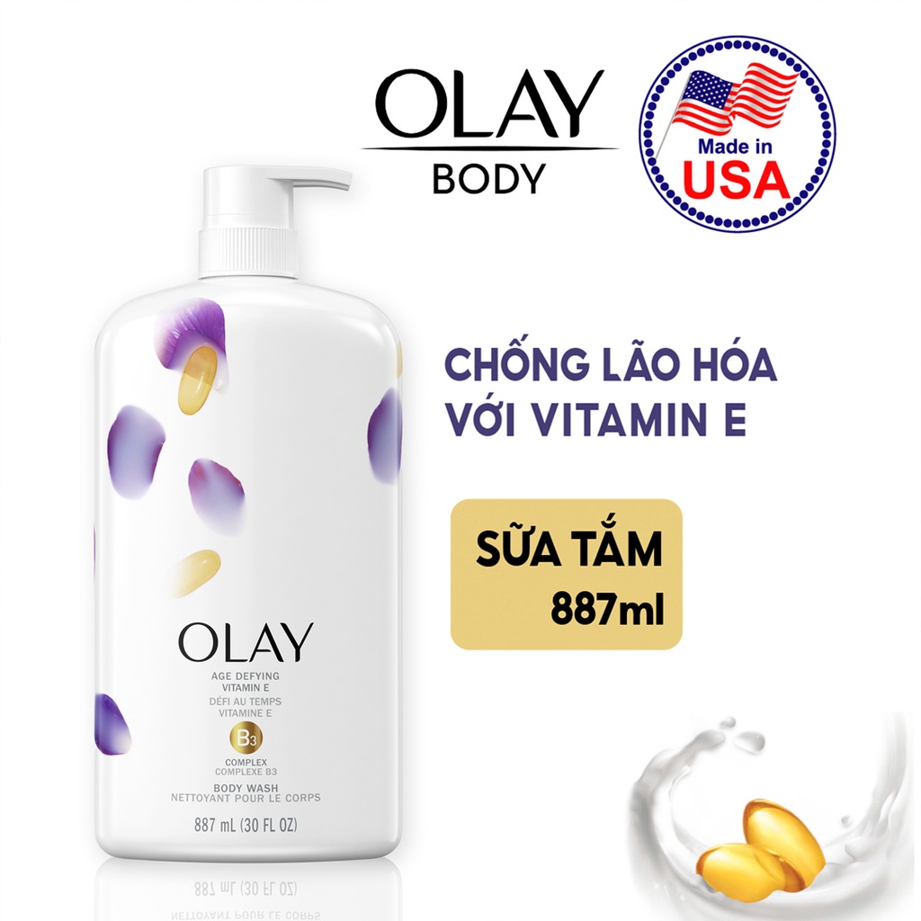 Sữa tắm chống lão hóa Olay vitamin E 887ml