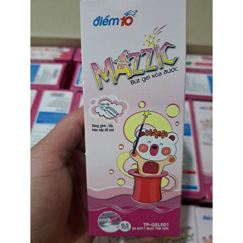 Hộp 20 Cây Bút Gel Xóa Được Mực Tím MAZZIC TP-GELE01 Ngòi 0.5mm