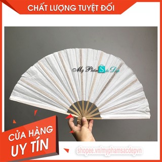 Quạt giấy cầm tay nan tre màu trắng 26cm - Quạt tre màu trắng quạt màu trắng bằng tre quạt tập múa
