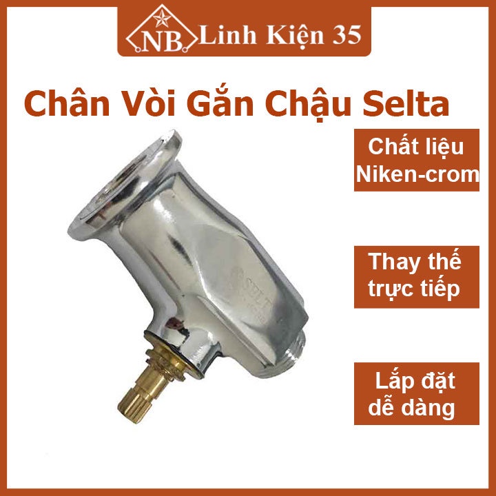 Củ chân vòi gắn chậu bồn rửa bát Selta Niken, Crôm 3 lớp chưa bao gồm ren đồng và núm vặn, thay thế bộ phận cũ, hỏng