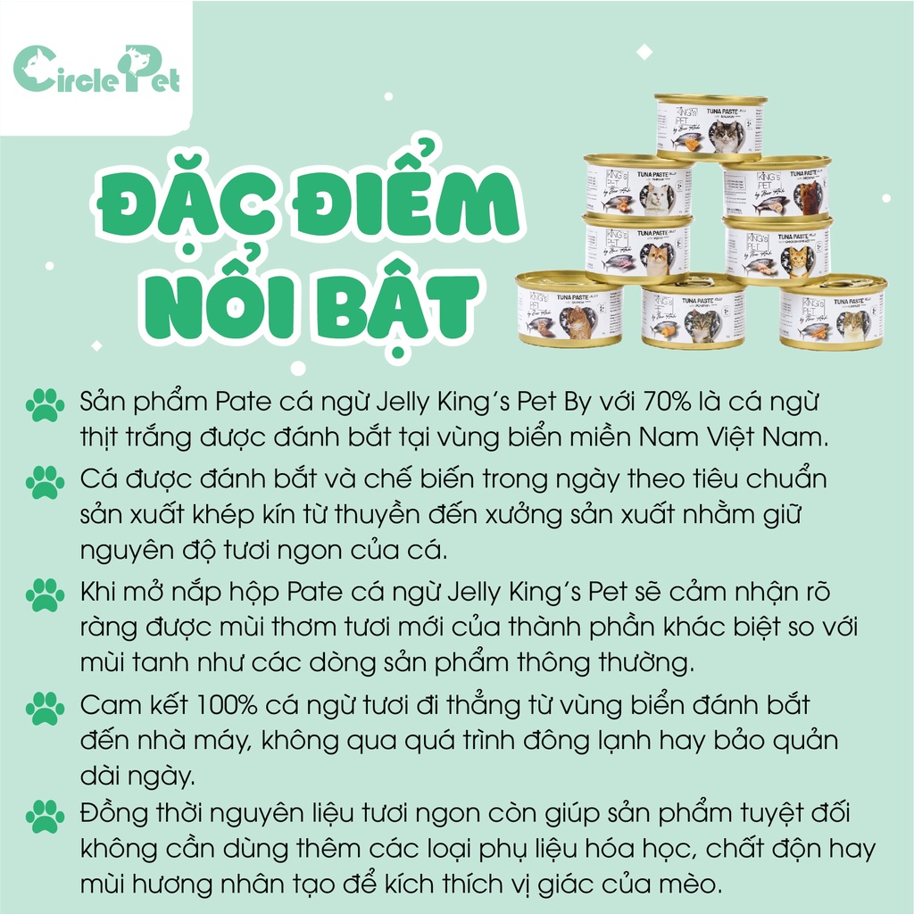Pate cá ngừ Jelly Topping King's Pet Bảo Anh lon 80g - CirclePet