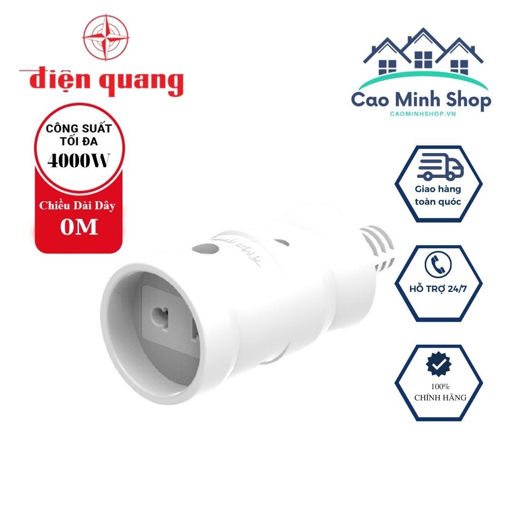 Phích cắm âm chịu tải cao Điện Quang màu trắng, vỏ nhựa cao cấp, chống cháy vỡ, chân hợp kim đồng, chính hãng
