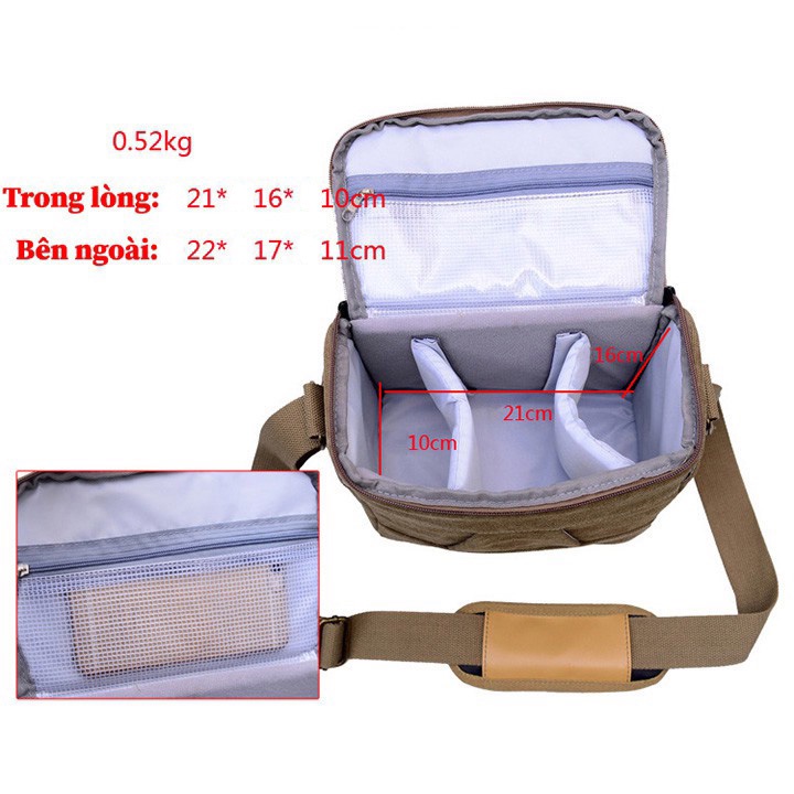 Túi đựng máy ảnh thời trang cao cấp CHANGXINH TT107, tặng túi trùm chống nước và khăn lau lens