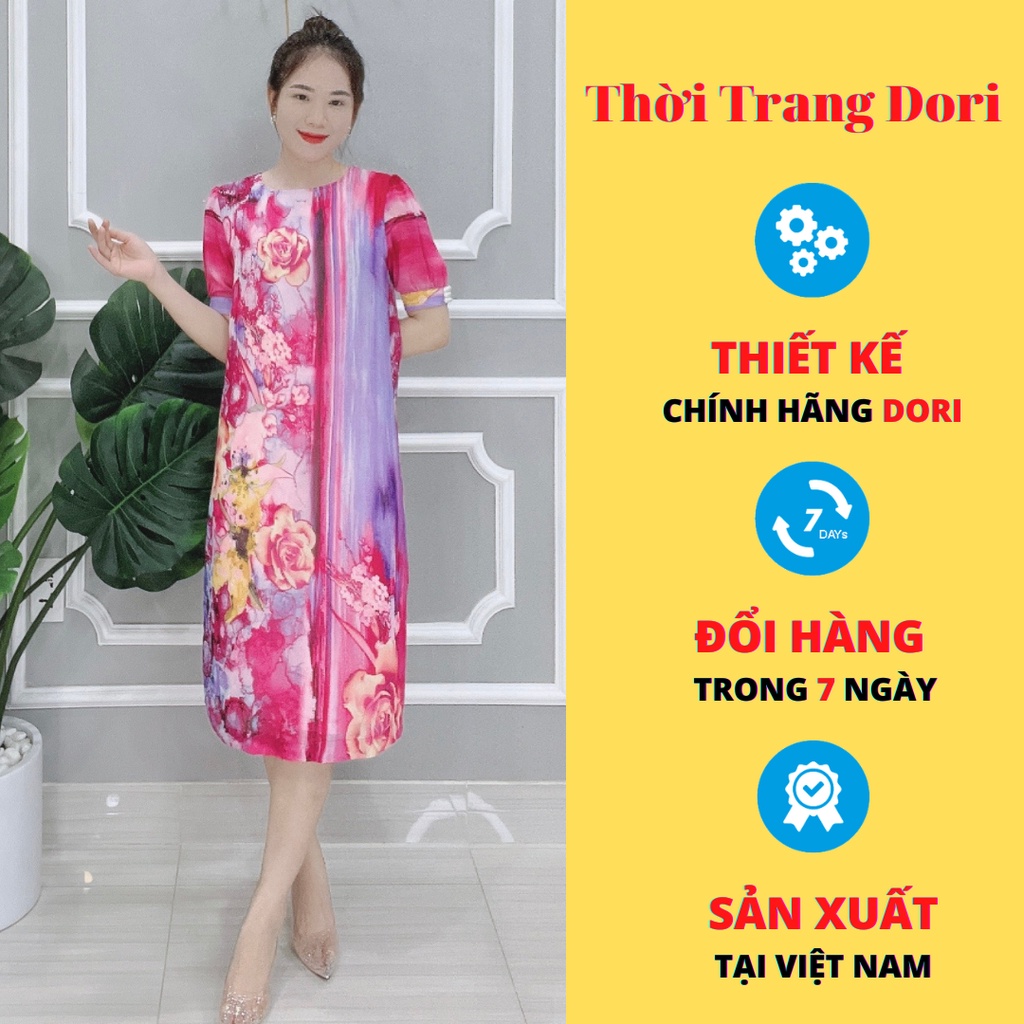 Đầm Suông In Hoa Cao Cấp Sang Trọng - Thương Hiệu Dori - DV109 (Ảnh Thật, Có Big Size)