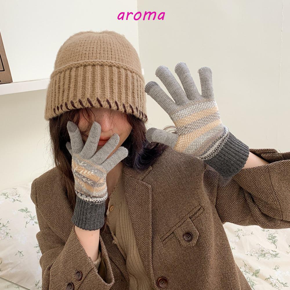 Găng Tay Len Lông Chống Lạnh Chống Gió Màu Sắc Ngọt Ngào Có Thể Dùng Màn Hình Cảm Ứ