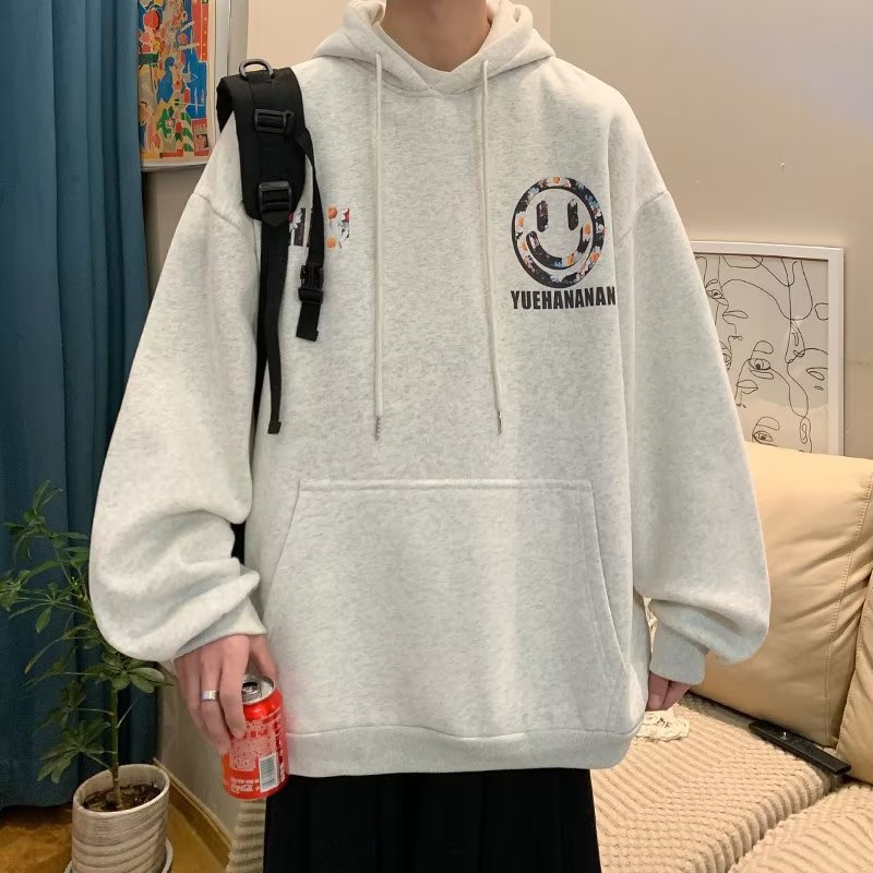 Áo Hoodie Tay Dài Dáng Rộng In Họa Tiết Hoa Cúc Mặt Cười Phong Cách Hip hop Thời Trang Cho Nam Size M-3XL