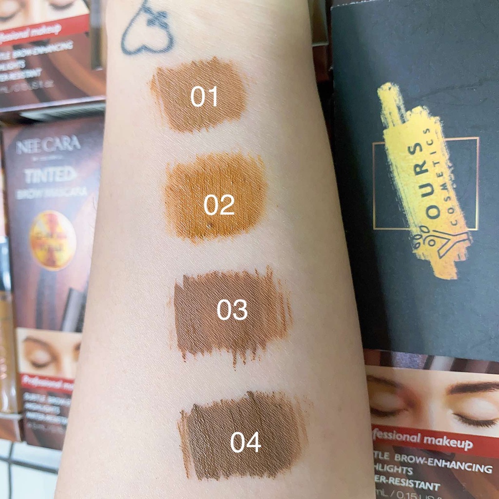 Mascara Chân Mày Nee Cara Tinted Brow Mascara N590 - Mascara Chân Mày Tone Nâu Đen