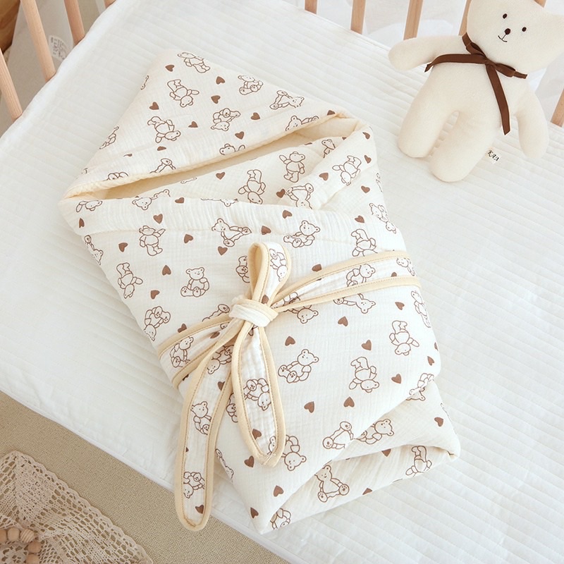 Ủ choàng xô trần bông cho bé sơ sinh, ủm xô muslin cao cấp cho bé