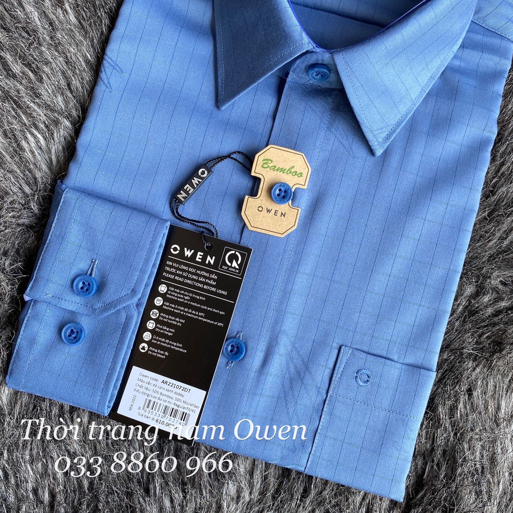 OWEN - Áo Sơ mi  dài tay Owen Regular fit chất sợi tre kẻ ô chìm 221072