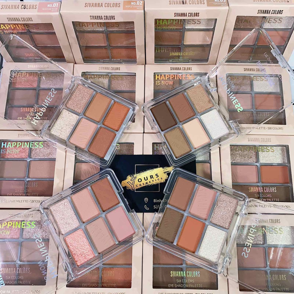 Bảng Phấn Mắt Có Nhũ Sivanna Tone Cam Đất HF113 - Bảng Màu Mắt Sivanna HF113 - Bảng Mắt Có Nhũ Sivanna 6 Ô