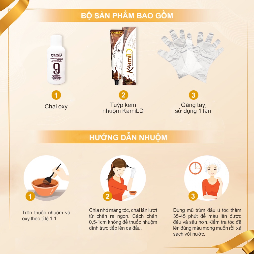 Combo màu TÍM KHÓI màu nhuộm nhiều dưỡng KamiLD cần tẩy tóc, dễ nhuộm không khô mùi thơm