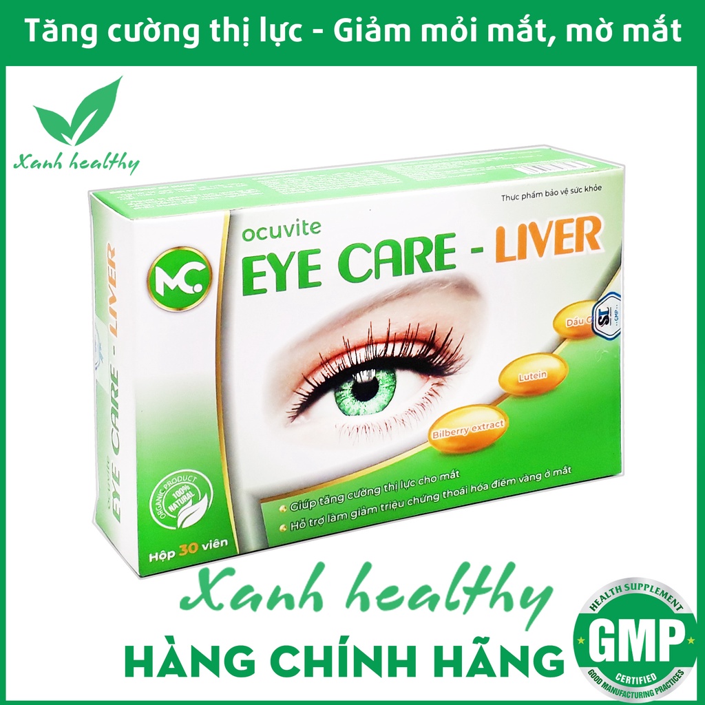 Viên uống bổ mắt Ocuvite Eye Care Liver (Green)thành phần cao việt quất, lutein, DHA, dầu gấc giảm nhức mỏi mắt, khô mắt