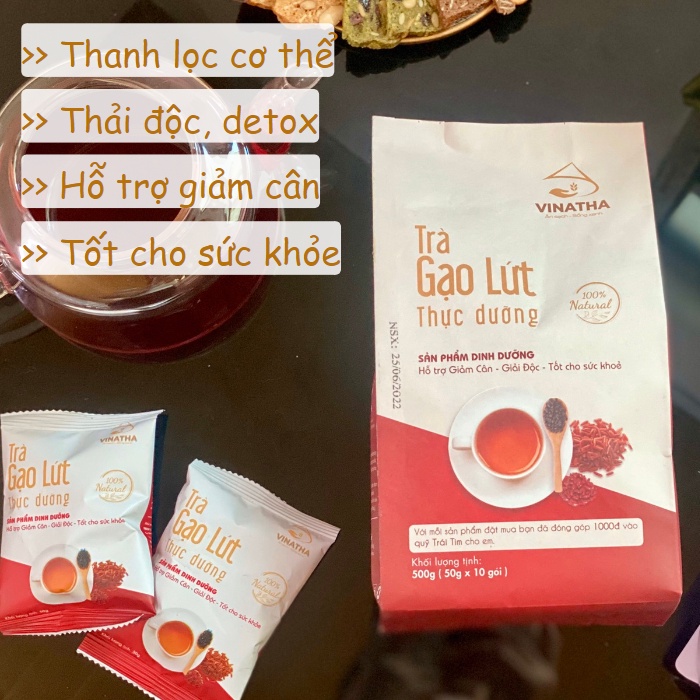 Trà gạo lứt giảm cân VINATHA 10 gói nhỏ (50 gram/gói) VNT06