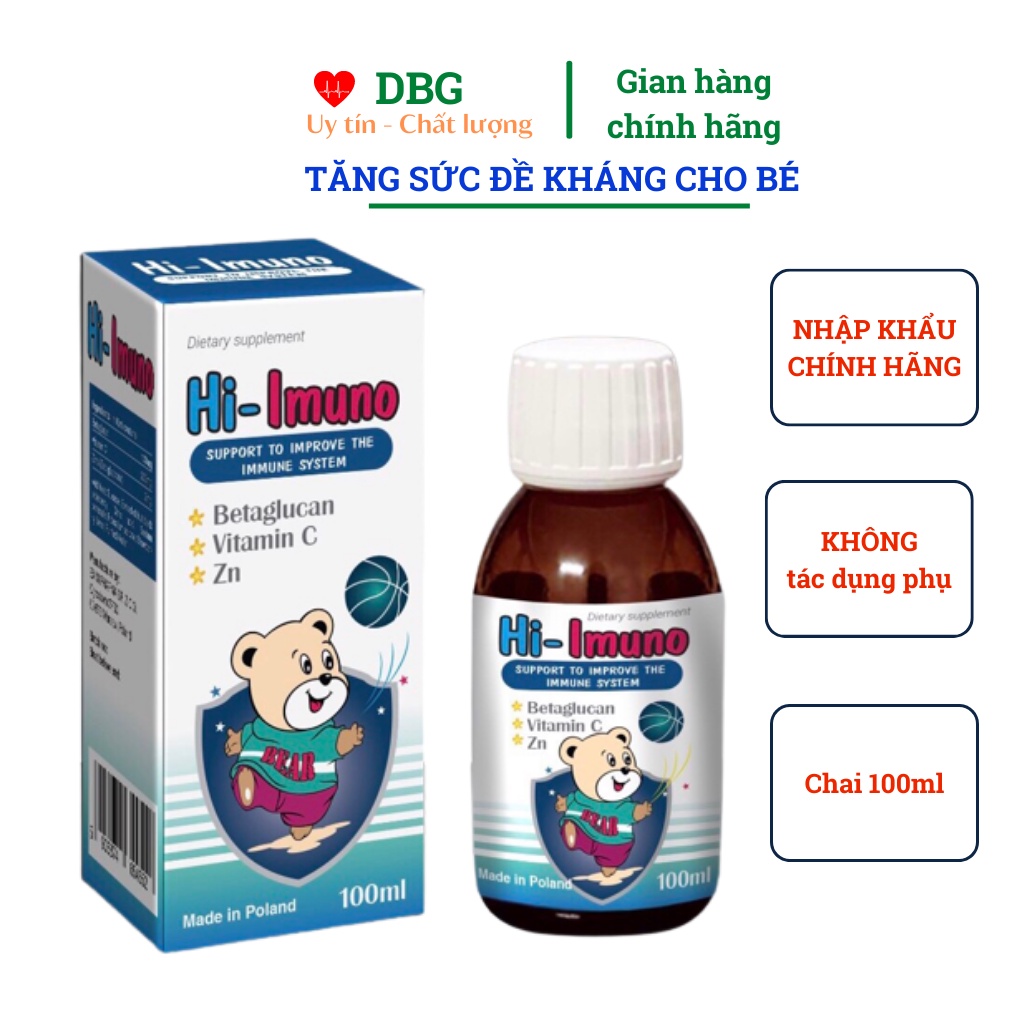 Nhập khẩu chính hãng Tăng sức đề kháng cho trẻ con Hi Imuno - Chai 100ml