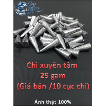 10 Cục Chì Xuyên Tâm 25g câu cá siêu rẻ