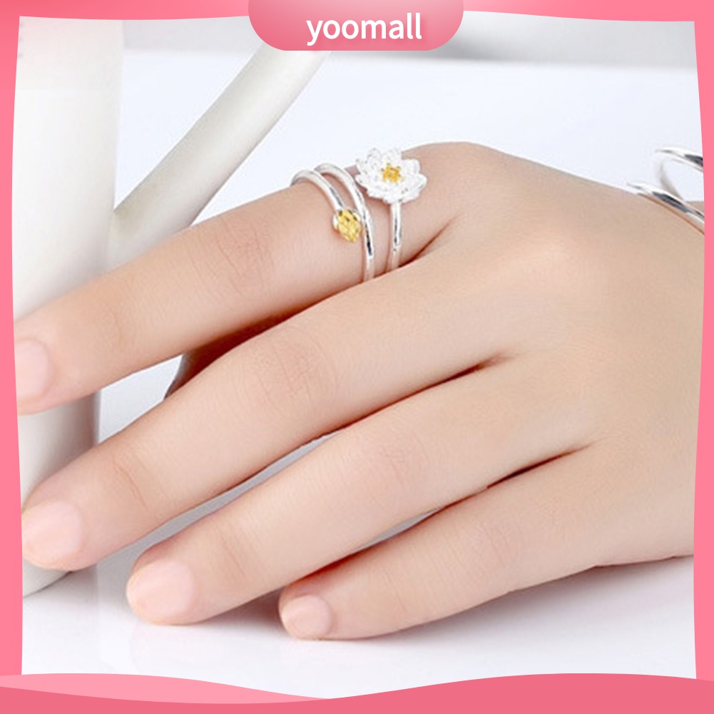 Nhẫn Hở Hình Hoa Sen Thanh Lịch Cho Nữ