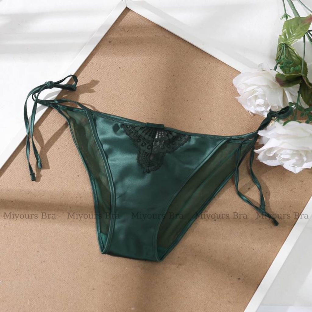 Quần lót, quần chip nữ MiYours Fashion &amp; More QL303 su thêu họa tiết ren xuyên thấu, dây hông, chống viêm kháng khuẩn
