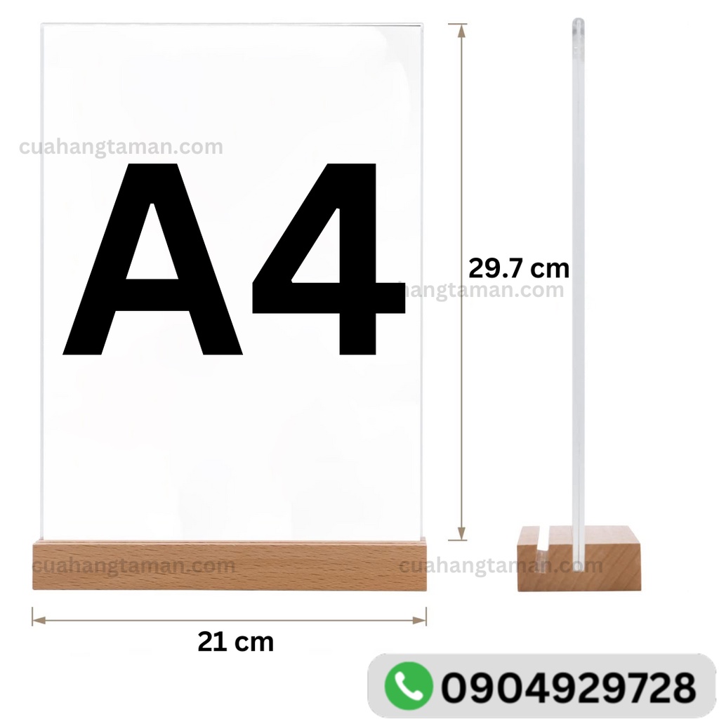Menu Mica Đế Gỗ Tent Card Standee Cao Cấp
