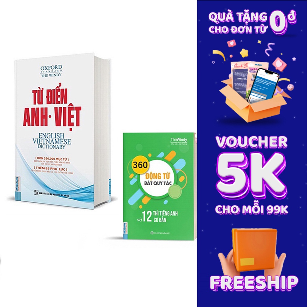 Sách - Combo Từ Điển Anh Anh Việt Và 360 Động Từ Bất Quy Tắc Và 12 Thì Cơ Bản Trong Tiếng Anh