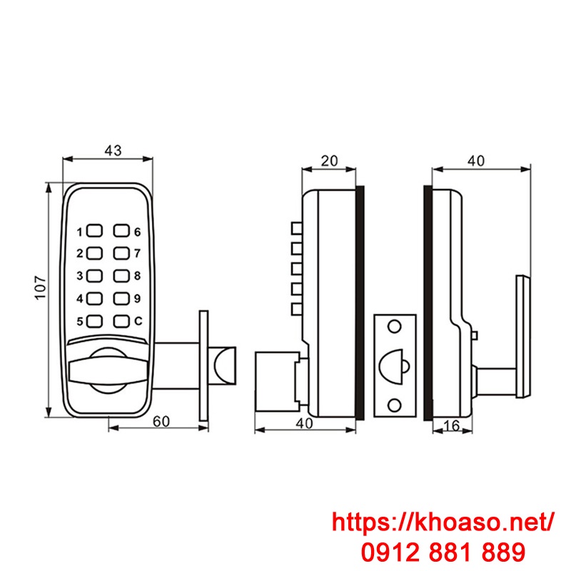 Khóa cửa mật khẩu cơ khí chống trộm mẫu 308