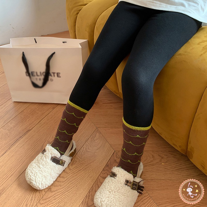 Quần Legging Thể Thao Eo Cao Thiết Kế Giản Dị Dành Cho Bé Gái
