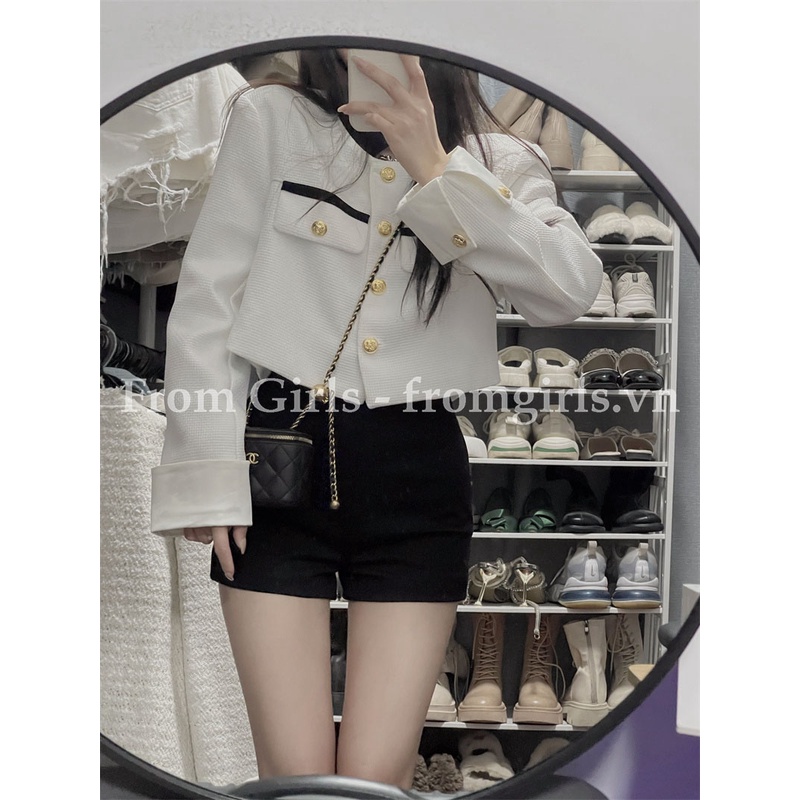 Áo khoác dạ dáng lửng, áo khoác croptop tay sơ mi tháo rời được from_girls - AK12