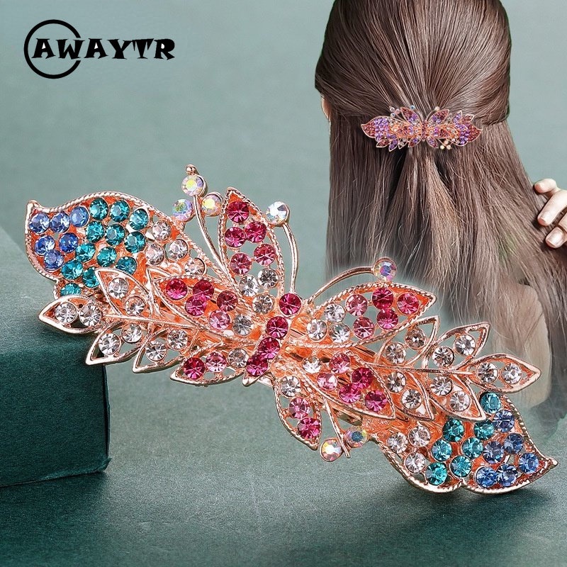 Kẹp Tóc Hình Nơ Bằng Hợp Kim Dát Kim Cương Pha Lê Phong Cách Hàn Quốc Mới Thanh Lịch Dành Cho Bạn Nữ