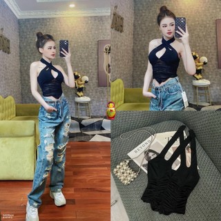 Áo yếm lưới chéo 4 dây hở ngực sexy