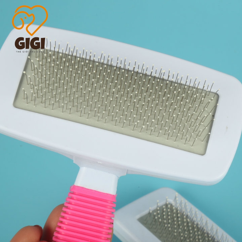 Lược chữ nhật răng thép chải lông thú cưng dụng cụ vệ sinh làm đẹp massage phụ kiện chó mèo - GiGi Pet Shop