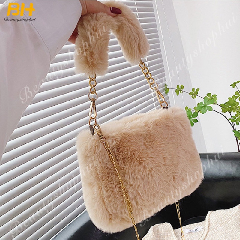 Túi Đeo Chéo Phủ Lông Mềm Mại Phong Cách Hàn Quốc Thời Trang Thu Đông 2022