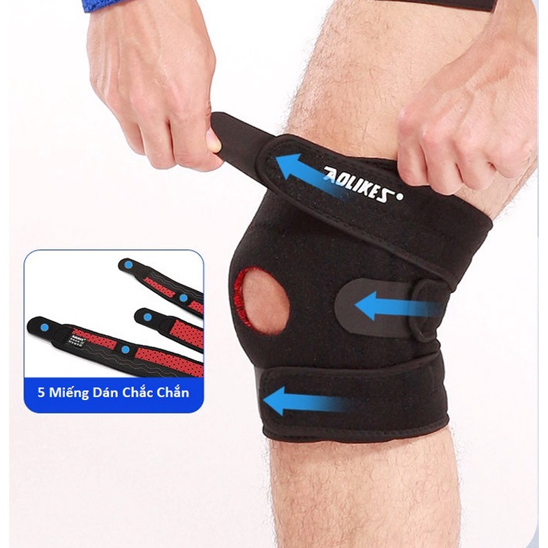 Băng Đầu Gối Silicon Thể Thao, Bó gối tập Gym 4 lò xo trợ lực Aolikes A-7618