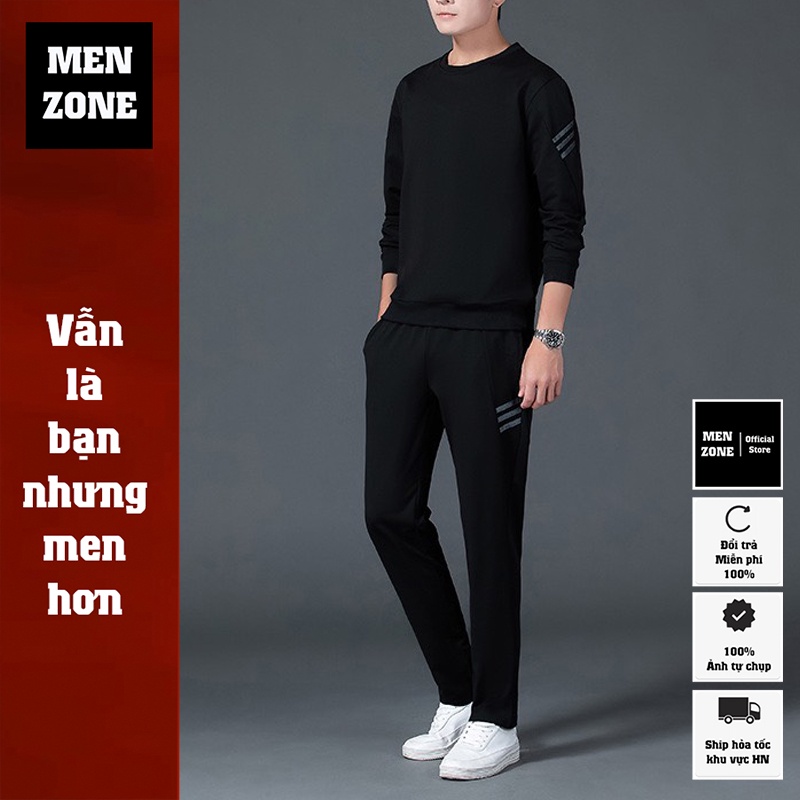 Bộ Nỉ Nam Thu Đông Thể Thao Ống Suông Chất Nỉ Da Cá Dày Dặn Cao Cấp Phong Cách Hàn Quốc